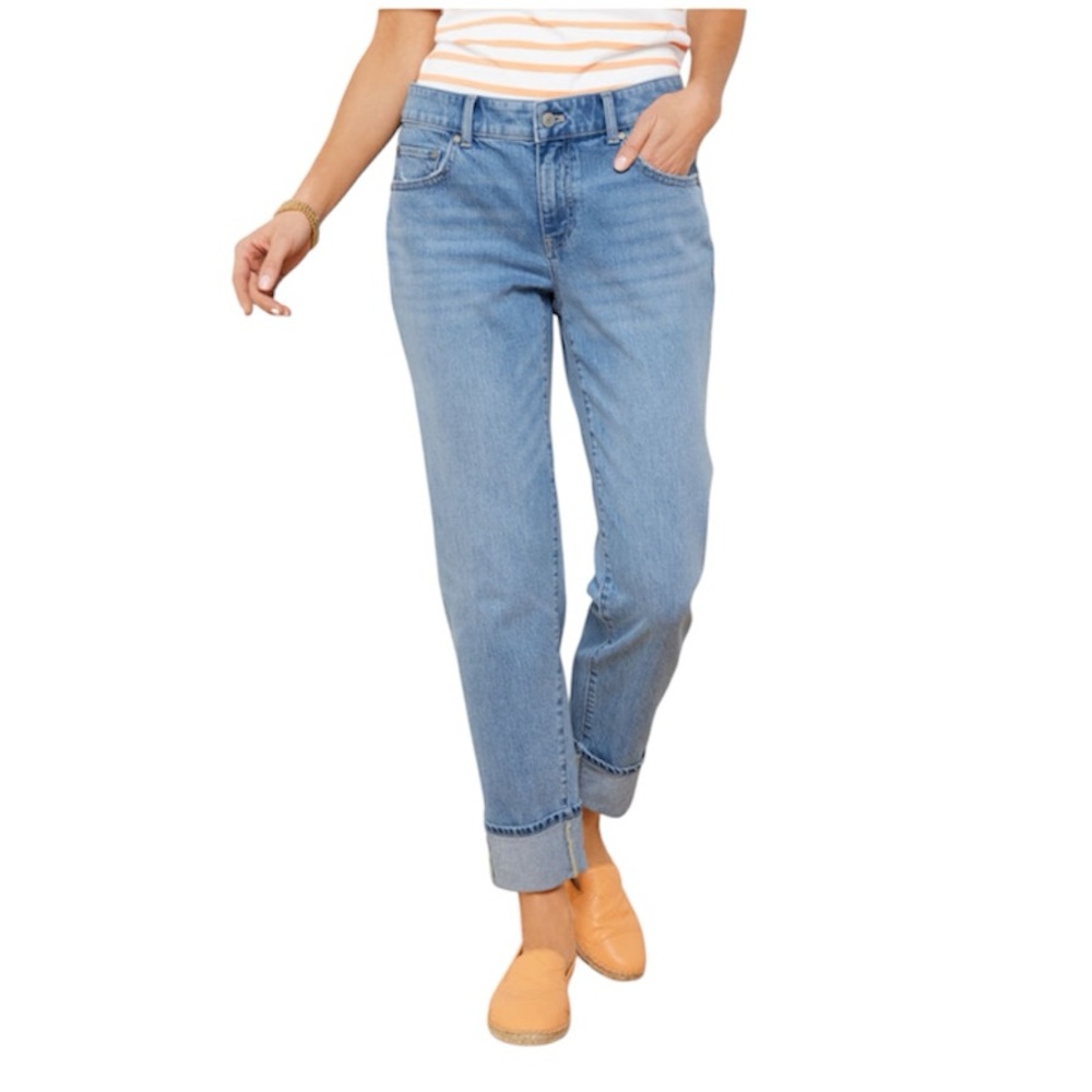 NWOT Talbots Everyday Relaxed Jeans Selene Wash Raw Hem Cuffed Size 16